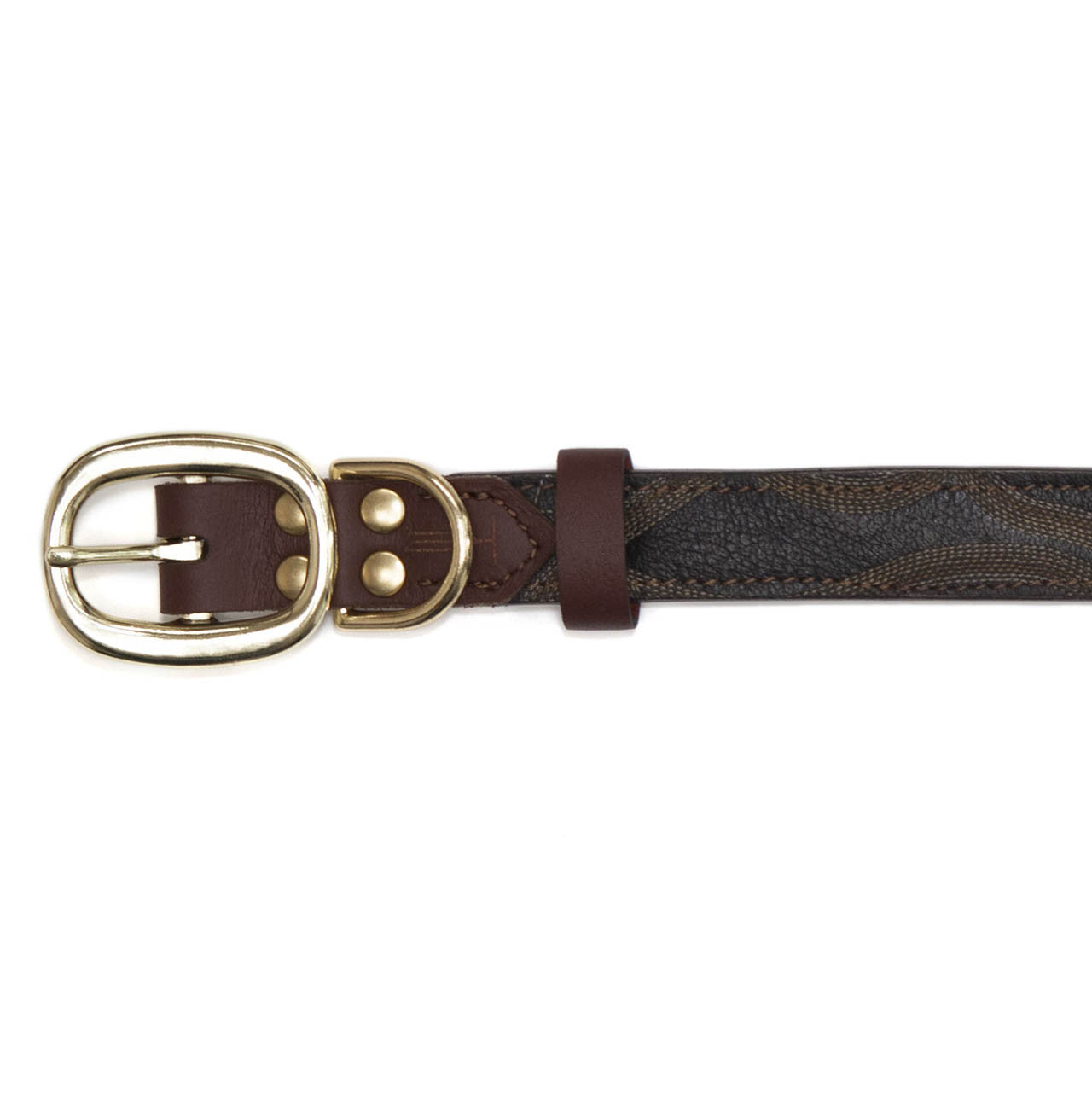 Mahogany Brown Dog Collar with Black Leather + Tan/Light Brown Stitching (buckle)