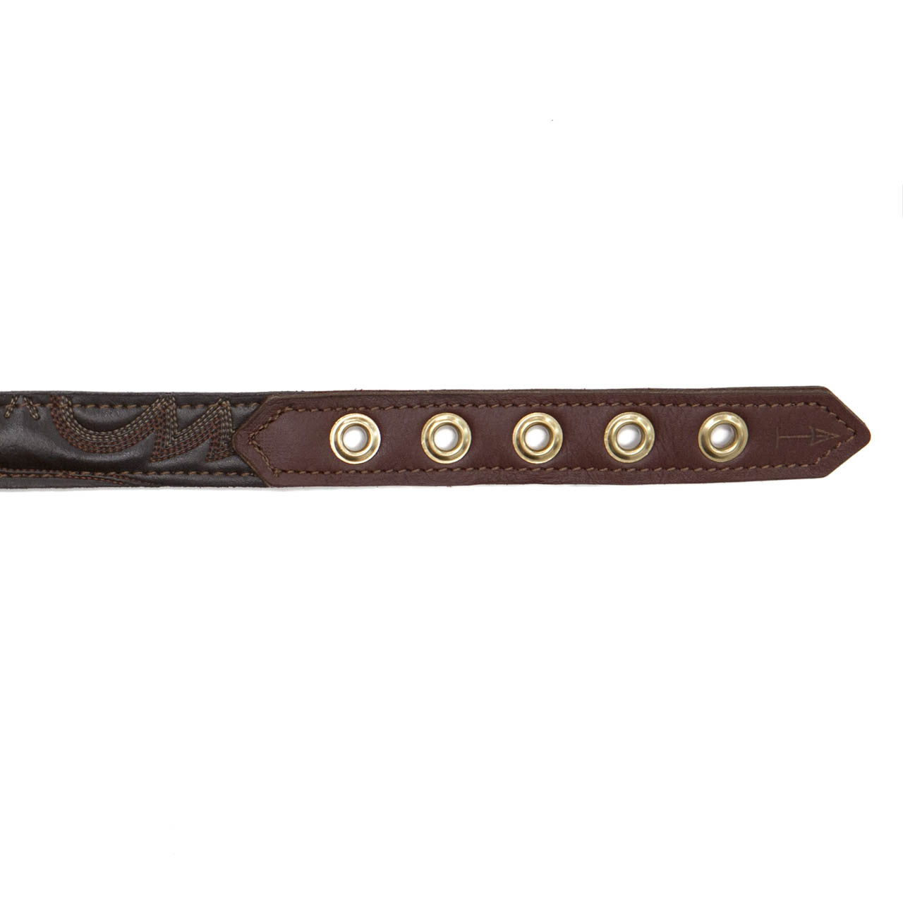 Mahogany Brown Dog Collar with Dark Brown Leather + Tan/Light Rust Stitching (clasp)